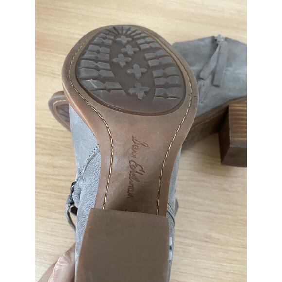 Sam Edelman Studded Leather Ankle Boots Gray Taupe - Picture 9 of 10